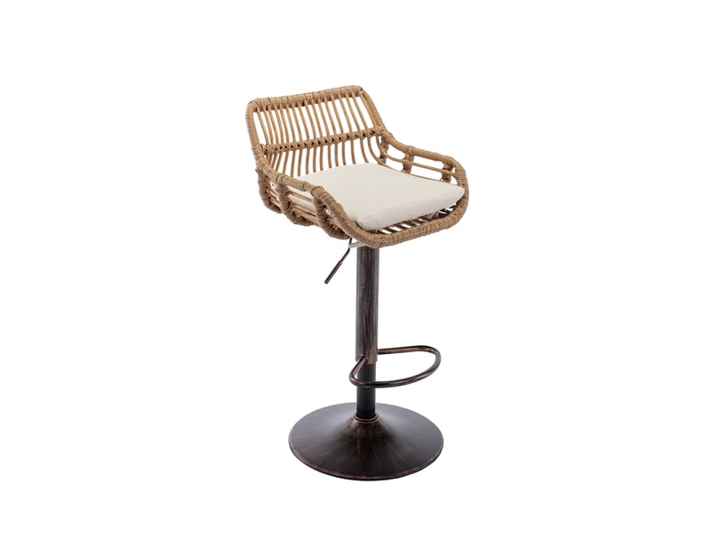  Lot de 2 tabourets de bar pivotant à 360°en lin avec repose-pieds intégrée,réglable en hauteur,beige tabouret beige - Conforama A