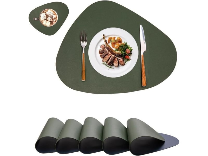  Ccykxa – set de 6 sets de table lavables ronds en cuir synthétique – antidérapants et réversibles – imperméables et résistants à la chaleur – dessous de verre inclus  - Conforama A