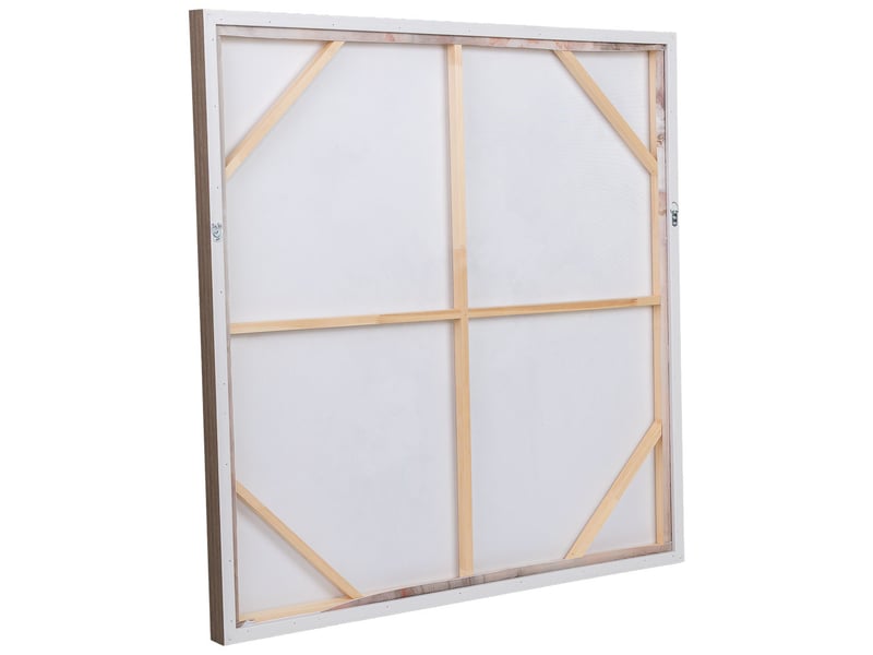  Tableau peint à la main avec cadre en bois rouge 103x4x103h cm  - Conforama D