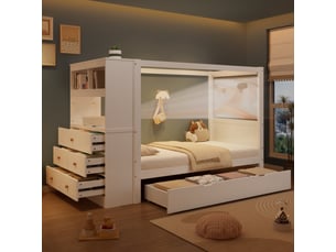 Lit avec rangement 90x200 cm <strong></strong>  <strong></strong> coloris blanc