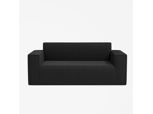 Canapé 2 places 178x86x70 cm en velours côtelé noir chicfurn
