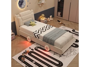 Lit simple 90x200 cm OOIILLEE coloris beige