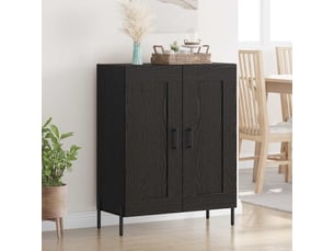 Buffet - bahut - meuble de rangement chêne noir 69,5 x 34 x 90 cm bois d'ingénierie et fer