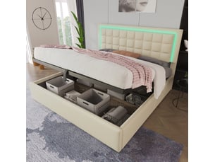 Lit avec rangement 160x200 cm <strong>WISHDOR</strong>  <strong></strong> coloris blanc