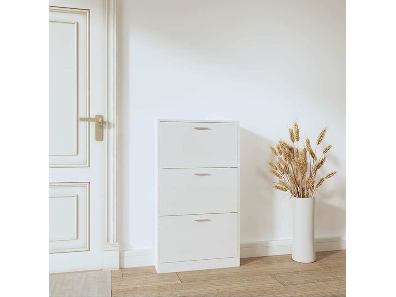  Meuble à chaussure | armoire à chaussure blanc brillant 59x17x108 cm bois ingénierie  - Conforama C