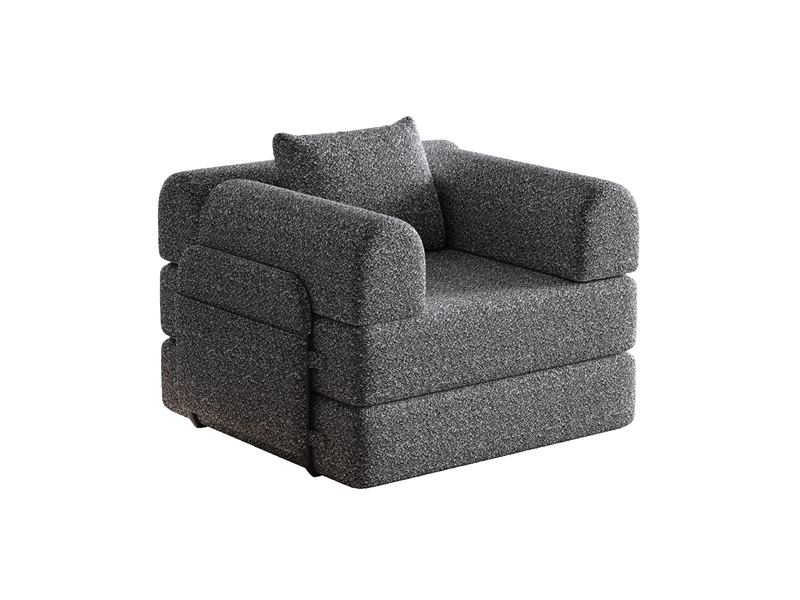  Fauteuil convertible 1 place 94x91,4x94 cm – gris – rangement d'accoudoir et couchage d'appoint  - Conforama D