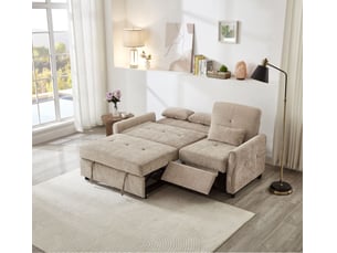 Canapé droit convertible <strong>MODFU</strong> <strong></strong> 3 places Tissu marron