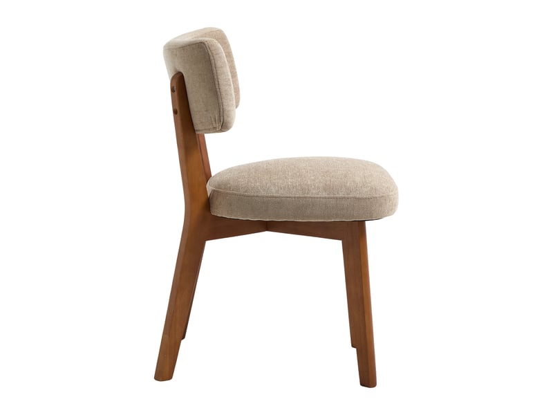 Lot de 2 chaises de salle à manger mid-century kaki en lin, pieds en bois massif - Conforama E
