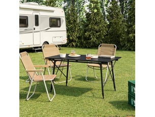 Table à manger extérieure pliante réglable avec pieds antidérapants pour camping, noire, 120 × 68,5 × 5978,5 cm