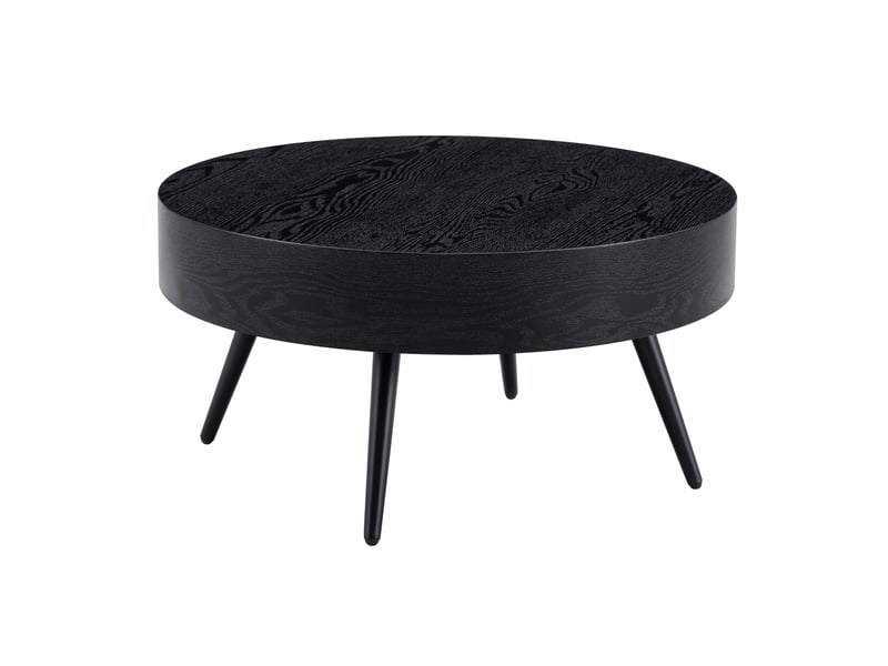  Table basse ronde ø70 cm hauteur 35,5 cm en mdf et métal noir  - Conforama A