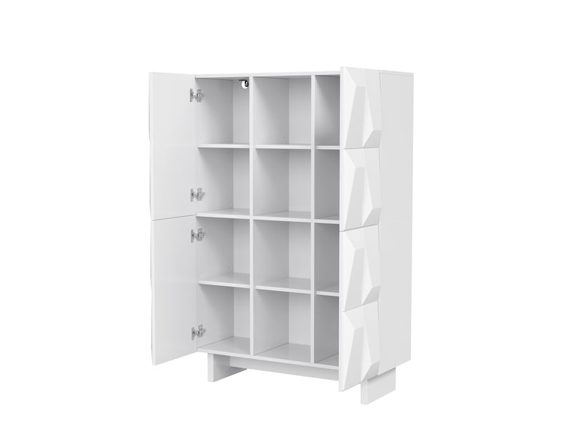  Meuble de rangement 4 portes 12 compartiments blanc 90.5 x 34 x 135.5 cm GL006812W - Conforama B