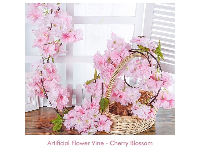  180 cm fleur de cerisier,fleurs cerisier artificielles guirlande rotin suspendus de soie vigne pour partie mariage,maison jardin décoration,rose  - Conforama B