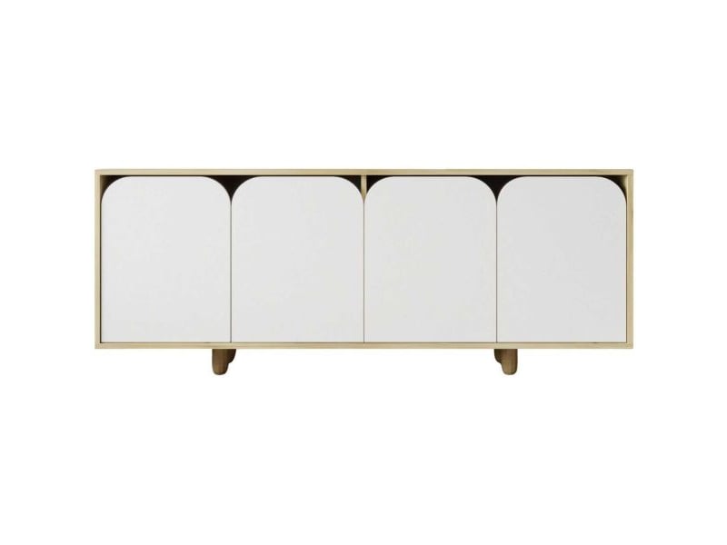  Buffet 4 portes en aggloméré lazio bohem blanc et chêne  - Conforama A