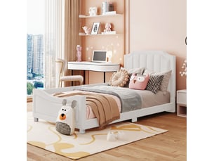 Lit avec rangement 90x200 cm <strong>MODENVIE</strong>  <strong></strong> coloris beige