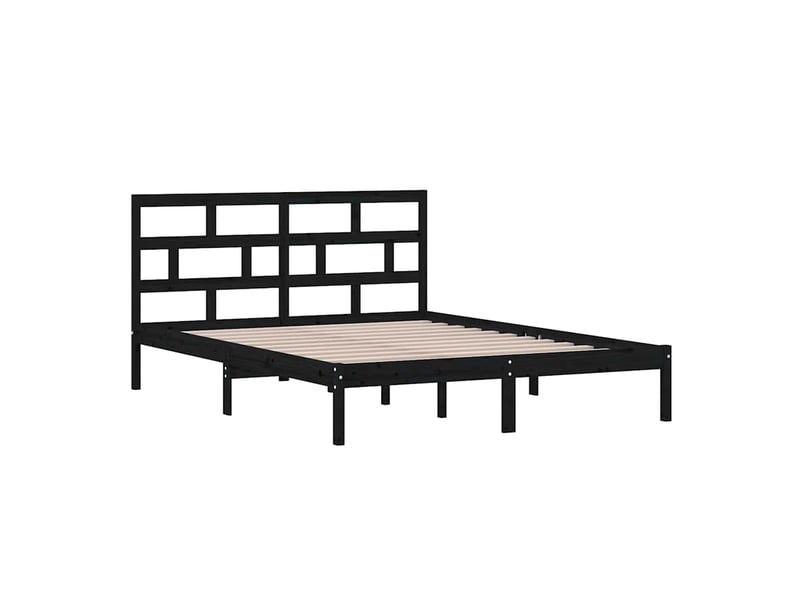  Lit double- lit adulte -  cadre de lit sans matelas noir bois massif  - Conforama B
