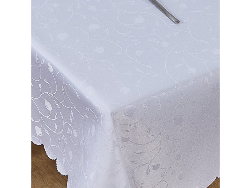  Nappe de table - 140x240 cm - nappe imperméable effet lotus et anti-taches - blanc  - Conforama C