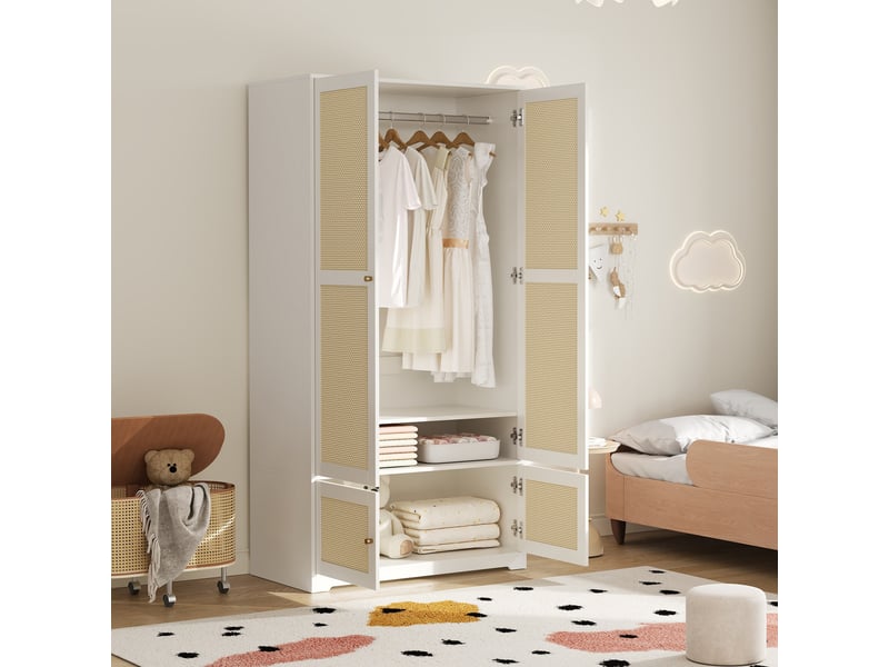 Armoire blanche au design géométrique 110 x 24 x 100 cm  - Conforama D