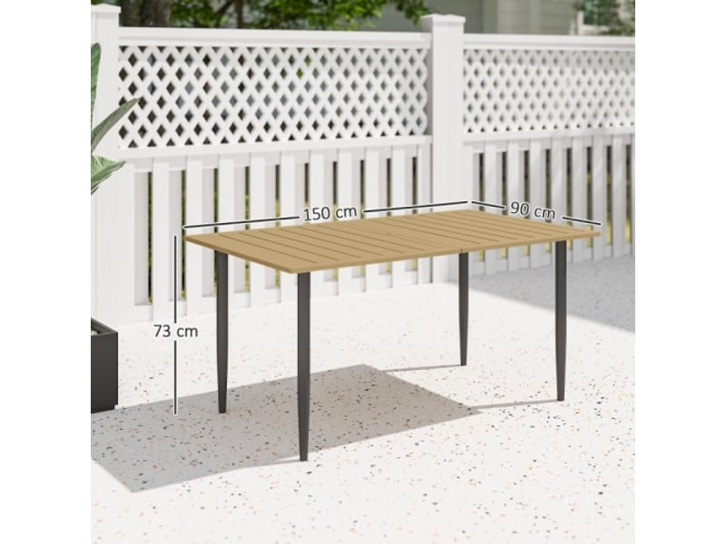  Table de jardin 150x90 cm en acier, résistante aux intempéries, trou pour parasol, marron, balcon  - Conforama C