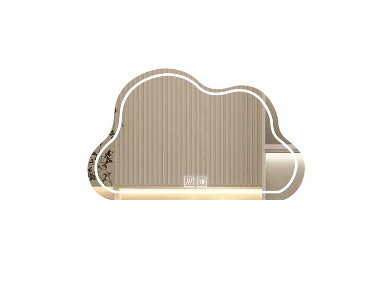 Miroir led 70 x 50 cm blanc en verre sans cuivre forme nuage éclairage réglable tactile anti buée pour salle de bain - Conforama A