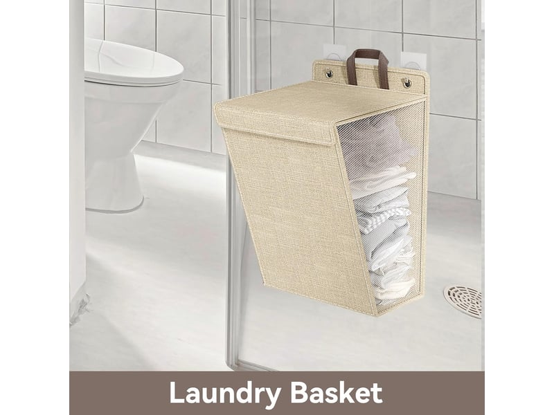  Panier à linge mural, paniers à linge muraux pliables, panier à linge suspendu, panier de placard suspendu portable pour placard(medium-beige)  - Conforama E