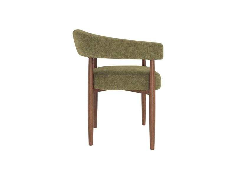  Lot de 4 chaises de salle à manger avec accoudoirs 60x59x75 cm en chenille vert olive  - Conforama R
