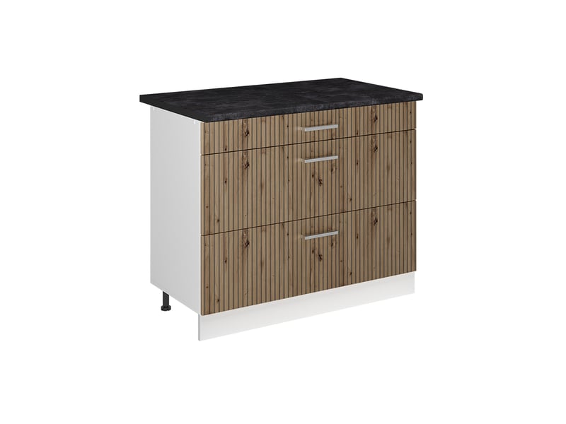  Vicco meuble cuisine, chêne artisanblanc, 100cm plan de travail anthracite  - Conforama A