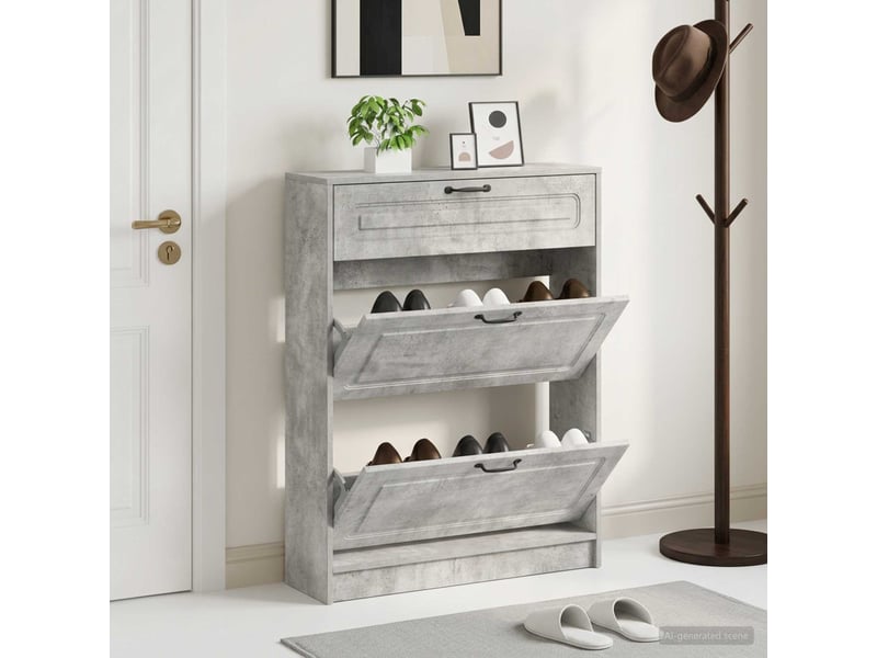  Meuble à chaussures, cabinet à chaussures utrecht 78x24x100 cm bois d'ingénierie shl639  - Conforama B
