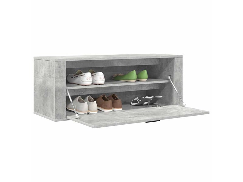  Meuble à chaussure, armoire à chaussures murale gris béton 100x35x38 cm  - Conforama D