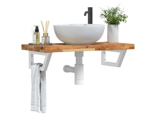 Étagère de vasque | étagère murale acier et bois massif d'acacia shl2046