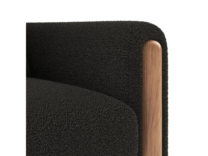  Canapé 1 place en teddy gris foncé avec coussin épais et accoudoirs, assise haute densité 87x83x88,5 cm  - Conforama W
