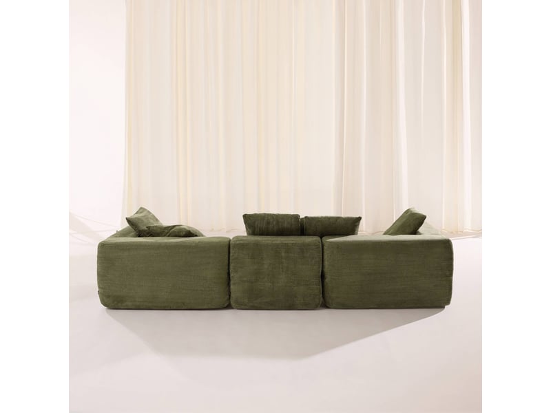  Canapé modulable tissu chenille 4 places vert - movi  - Conforama E
