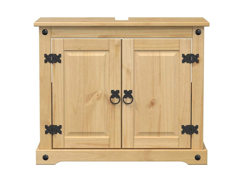  Armoire lavabo salle de bain, meuble de rangement corona bois de pin massif  - Conforama D