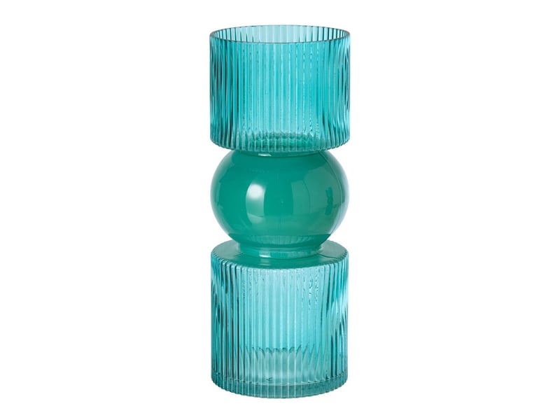  Vase cannelé en verre alvar 30cm turquoise  - Conforama A