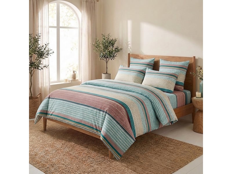  Parure de lit 220x240 cm coton scandi stripes PD25479 - Conforama C