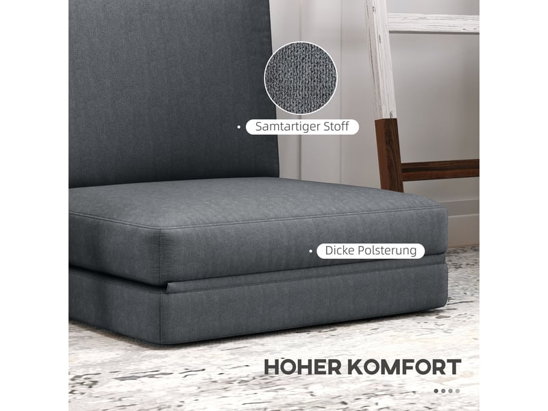  Canapé de sol convertible 3 en 1 gris foncé, fauteuil pliable en tissu aspect velours, pour salon et chambre  - Conforama E