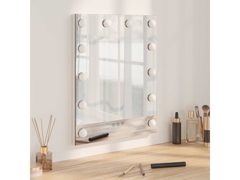  Miroir de coiffure led blanc 44 x 10 x 53 cm verre et acier cf62697  - Conforama B