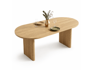 Table à manger extensible 140-200x90x75 cm, 6-8 personnes, coins arrondis, plateau épais, style épuré, chêne