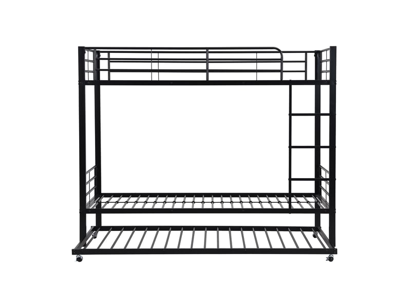  Lit superposé 90x200 cm et 90x190 cm, lit gigogne pour enfants et adolescents, structure solide en acier, en métal, noir  - Conforama D