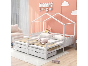 Lit cabane 2x90x200 cm <strong>OSUPNESSEE</strong>  <strong></strong> coloris blanc