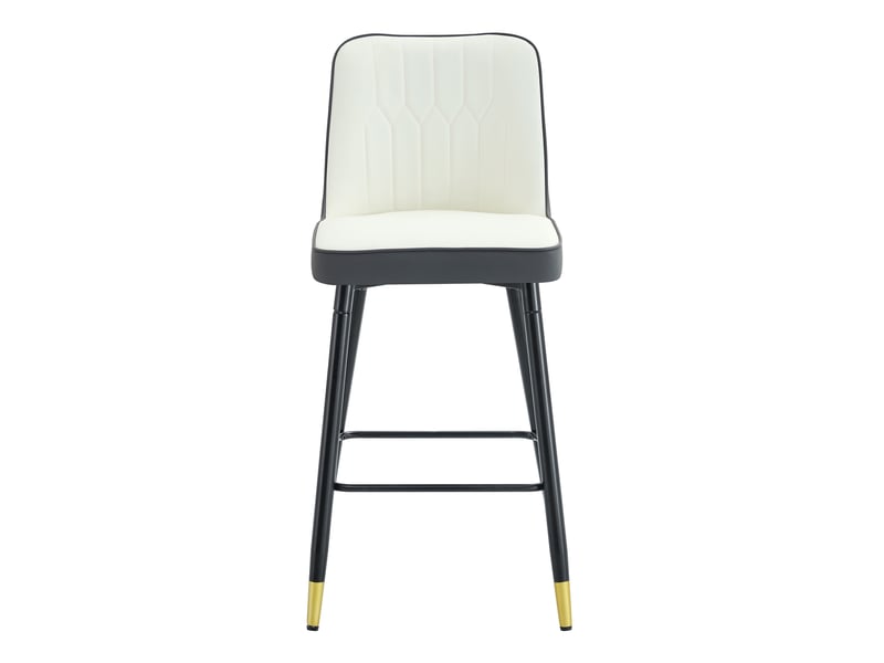  Lot de 2 tabourets de bar 100 cm – simili cuir blanc et gris foncé – piètement noir avec repose-pieds – coloris variés  - Conforama A