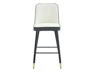 Lot de 2 tabourets de bar 100 cm – simili cuir blanc et gris foncé – piètement noir avec repose-pieds – coloris variés