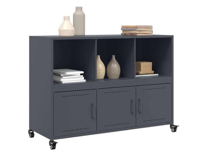  Buffet - bahut - meuble de rangement anthracite 100,5x39x72 cm acier  - Conforama D