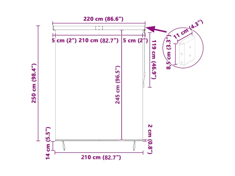  Store enrouleur, store à rouleau bleu et blanc 220 x 250 cm tissu et aluminium cf44959  - Conforama D