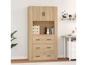 Buffet haut - bahut - meuble de rangement chêne sonoma bois d'ingénierie