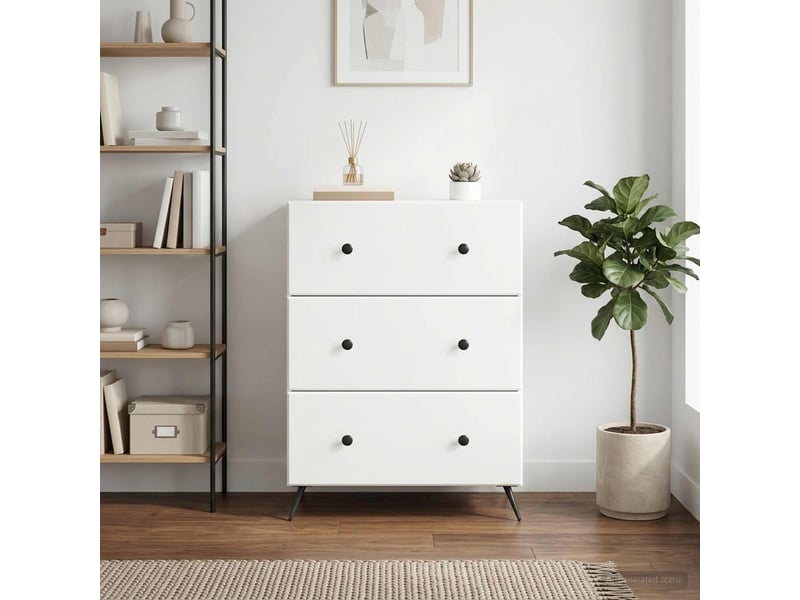  Armoire à tiroirs, rangement bureau blanc 66 x 34,5 x 90 cm bois d'ingénierie shl7583  - Conforama D