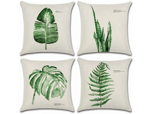 Lot de 4 housse de coussin - extérieur housse de coussin, lot de 4 imperméable feuille verte motif canapé taie d'oreiller pour patio jardin salon chambre décoration, 45 x 45 cm - a