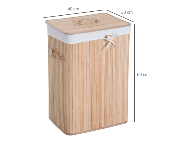  Panier à linge étroit avec couvercle, naturel, 72 l, poignées, idéal pour buanderie et chambre  - Conforama E
