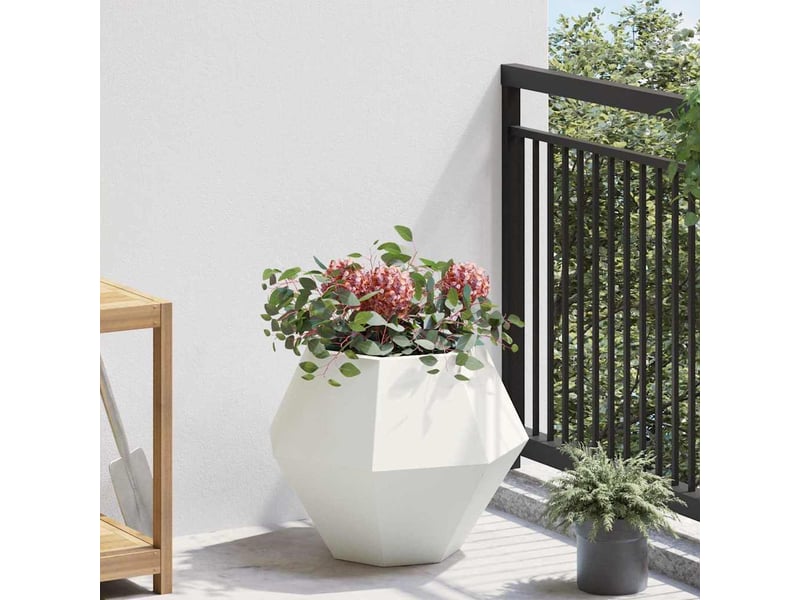  Jardinière - bac à fleurs blanc 50 x 50 x 40 cm acier  - Conforama D