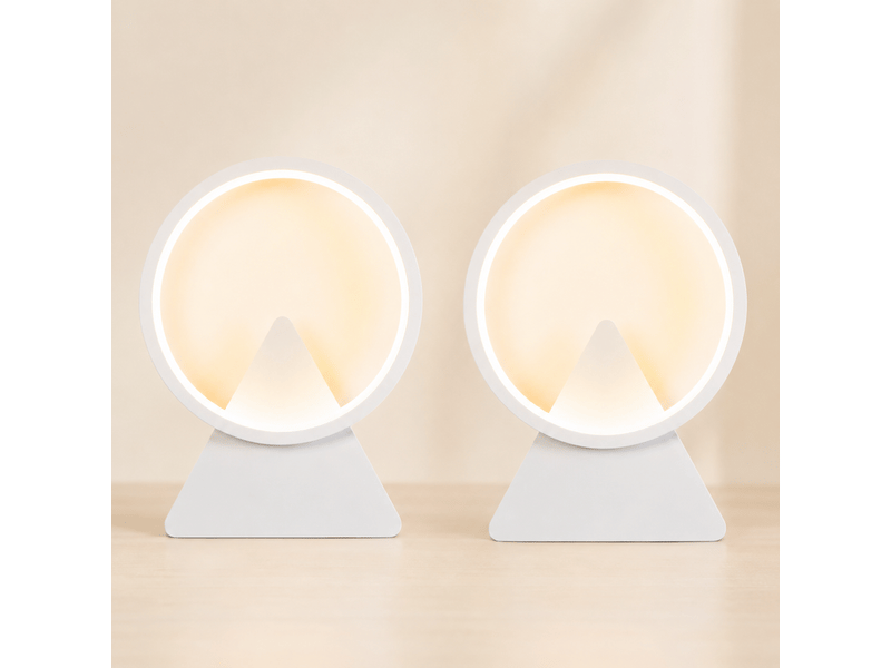  Applique murale lot de 2 led design halo triangulaire blanc mat 8w, lampe murale moderne pour salon chambre couloir  - Conforama B