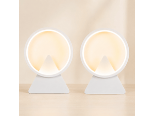 Applique murale lot de 2 led design halo triangulaire blanc mat 8w, lampe murale moderne pour salon chambre couloir